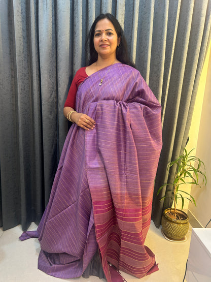 Purple and red shaded Art tusser silk saree SAS67