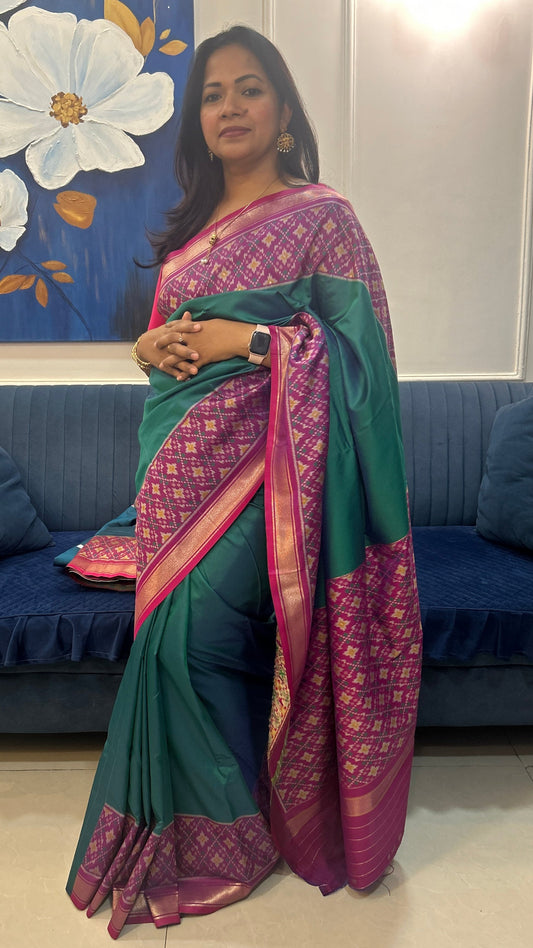 Green- Patola border Semi Silk Saree SSS105