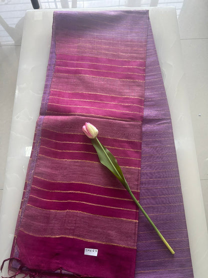 Purple and red shaded Art tusser silk saree SAS67