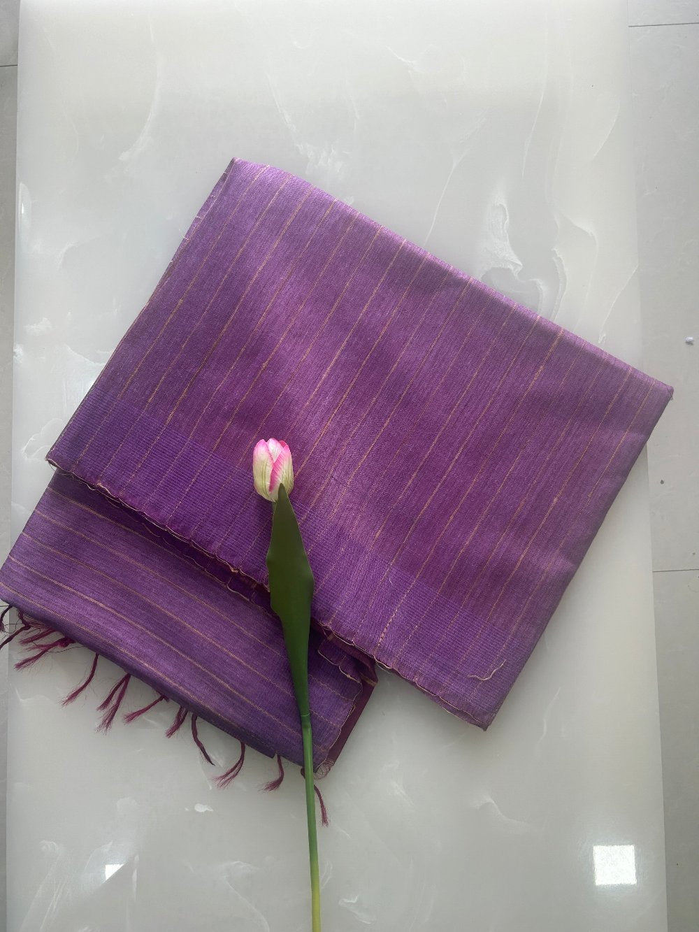 Purple and red shaded Art tusser silk saree SAS67