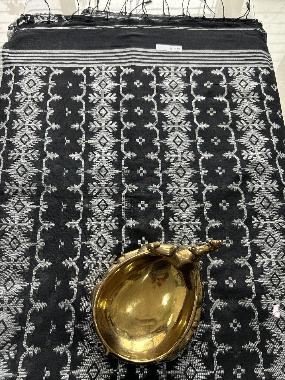 Black and Silver Khadi cotton all body weaving Pure handloom Saree with Blouse piece SKC9