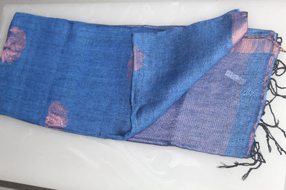 Blue Linen Pure Handloom Saree with Blouse piece SLN129