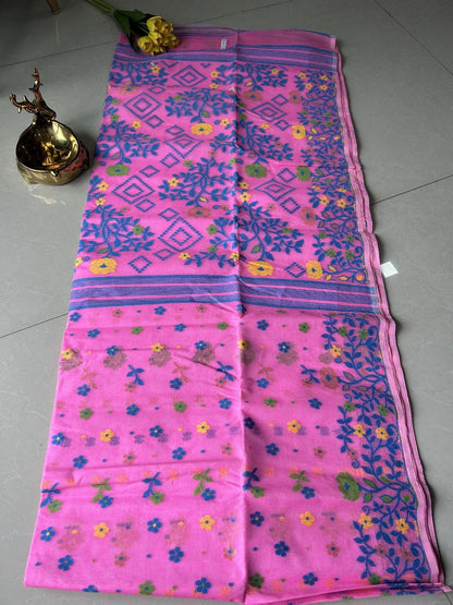 Pink-Blue Cotton Jamdani SSC25