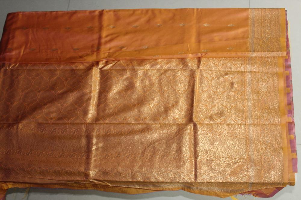 Golden Yellow Semi Silk Kanchipuram Saree with Blouse Piece SSS101