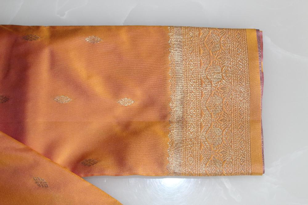 Golden Yellow Semi Silk Kanchipuram Saree with Blouse Piece SSS101