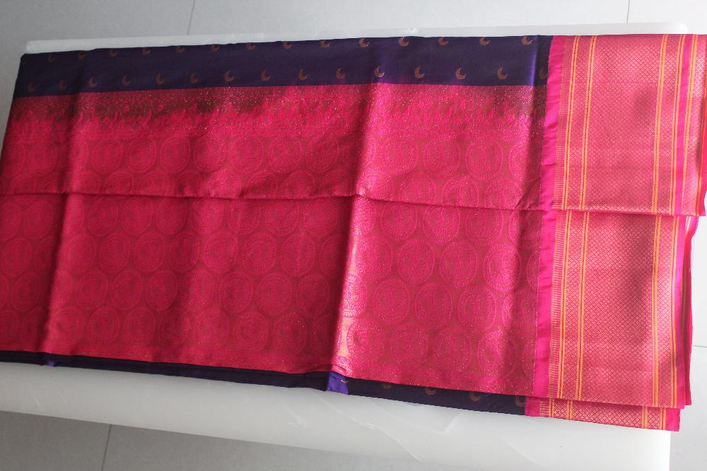 Violet-Pink Paitani Semi Silk Saree with Blouse Piece  SSS93