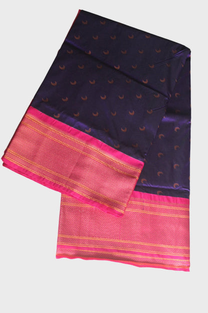 Violet-Pink Paitani Semi Silk Saree with Blouse Piece  SSS93