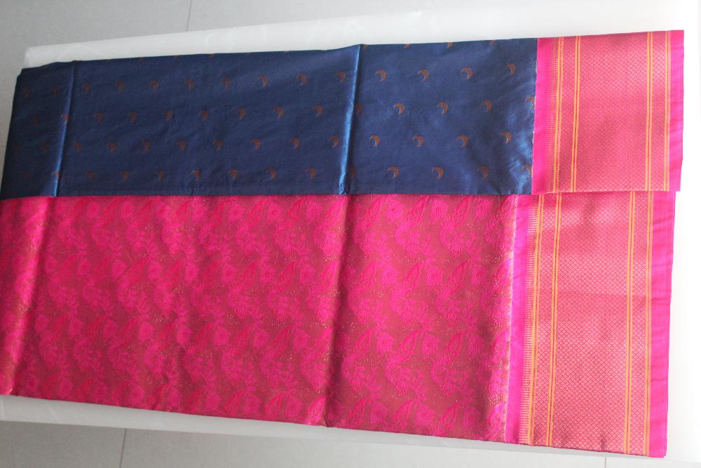 Blue-Pink Paitani Semi Silk Saree with Blouse Piece  SSS94