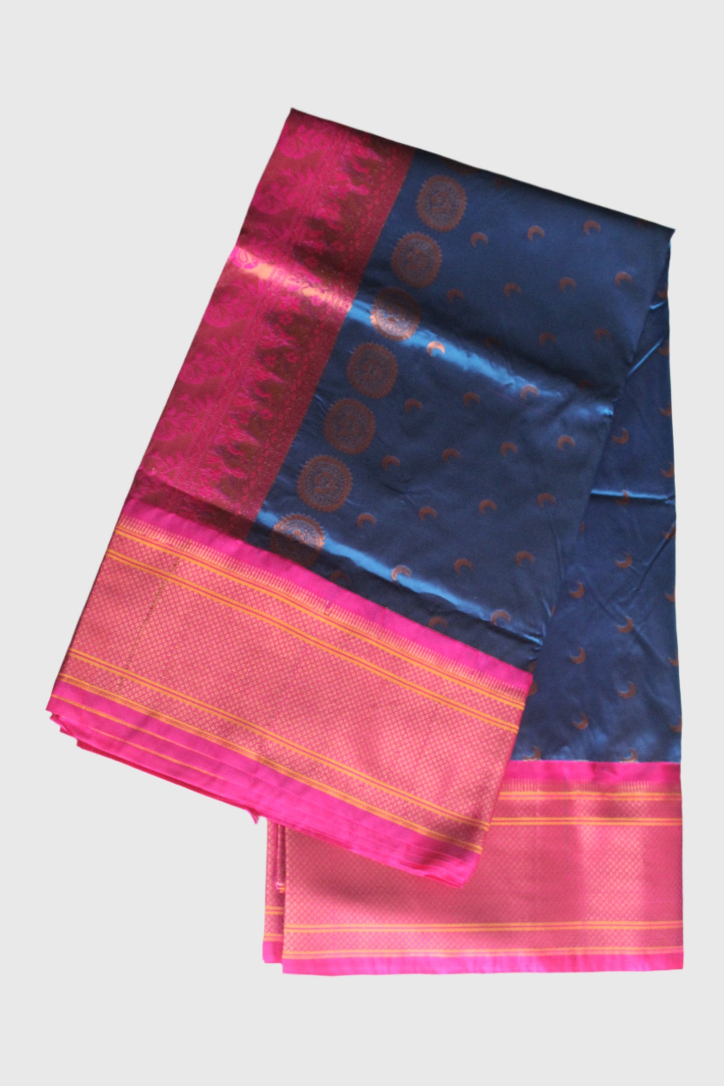 Blue-Pink Paitani Semi Silk Saree with Blouse Piece  SSS94